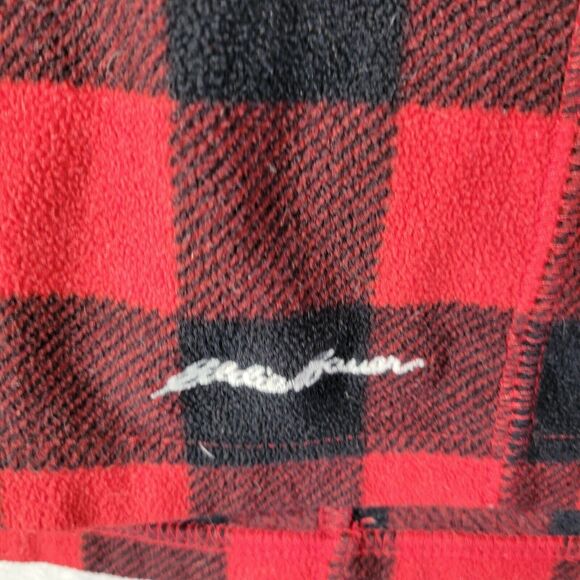 Eddie Bauer Womens Flannel jacket Large Red Black Plaid 1/4 Zip Up Pullover - Picture 4 of 8